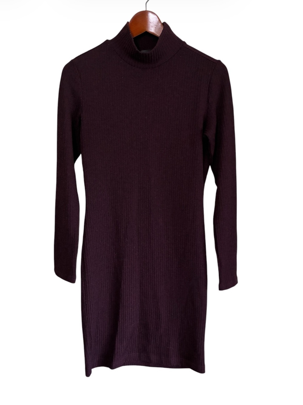 Dynamite Women's Burgundy Mock Neck Ribbed Sweater Dress Size Medium
